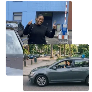 Geslaagd meisje voor auto rijexamen