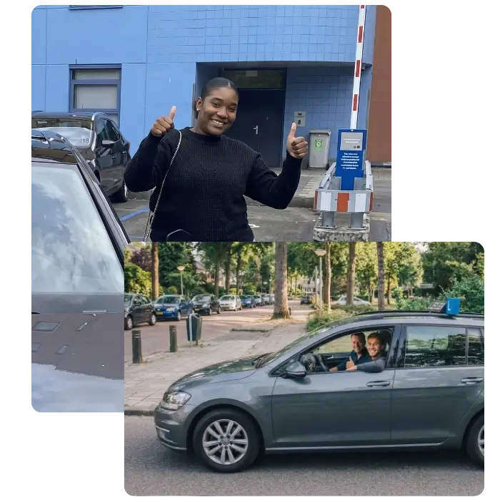 Geslaagd meisje voor auto rijexamen